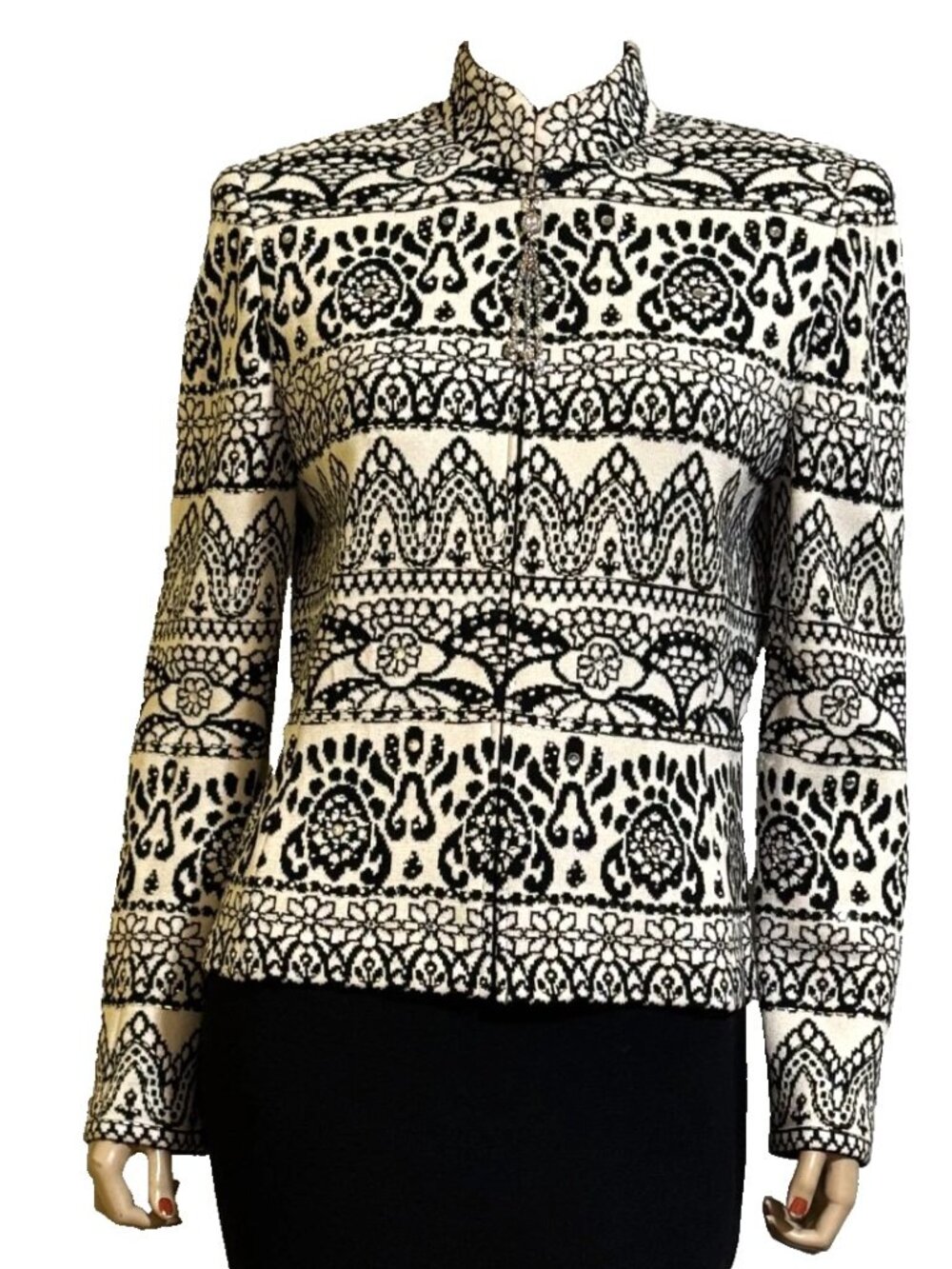 Gorgeous St John Knit Jacket Suit w Rhinestones & Sparkles sz 10